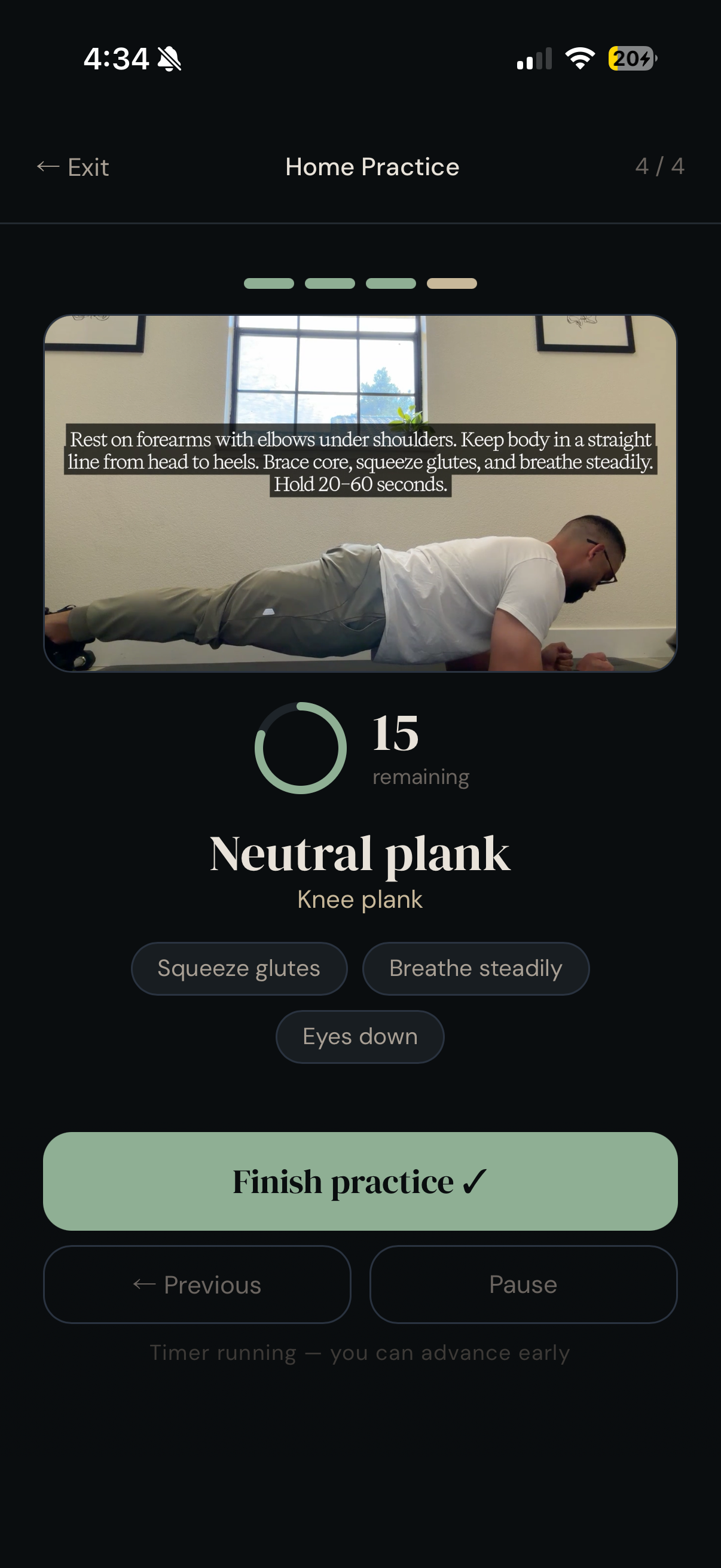 Guided practice, Neutral plank, final exercise